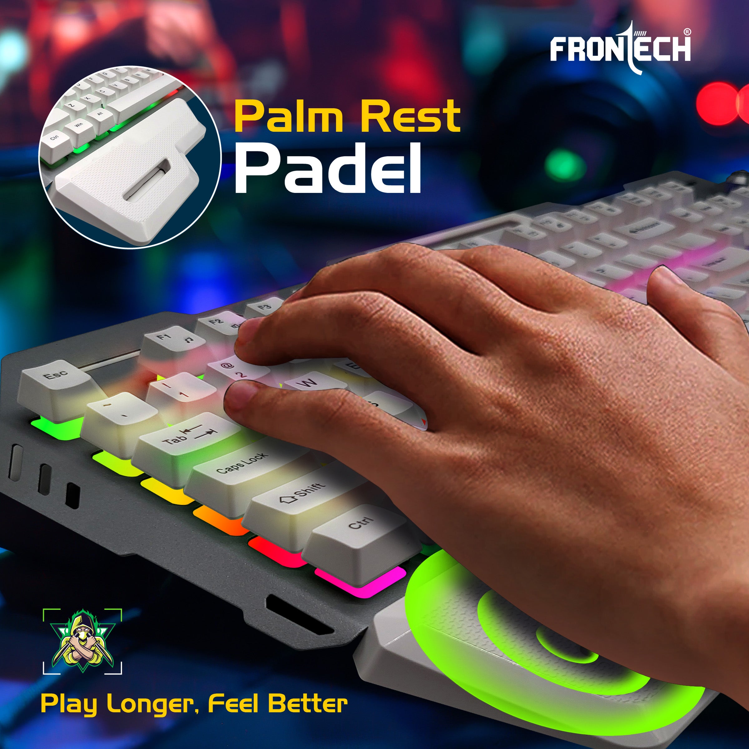 Frontech RGB Gaming Keyboard – Power at Your Fingertips | Game Better, Brighter & Faster | Rainbow Backlight | 19 Anti-Ghosting Keys | Plug & Play | 104-Key Layout (KB-0013P) Frontech RGB Gaming Keyboard – Power at Your Fingertips | Game Better, Brighter & Faster | Rainbow Backlight | 19 Anti-Ghosting Keys | Plug & Play | 104-Key Layout (KB-0013P)